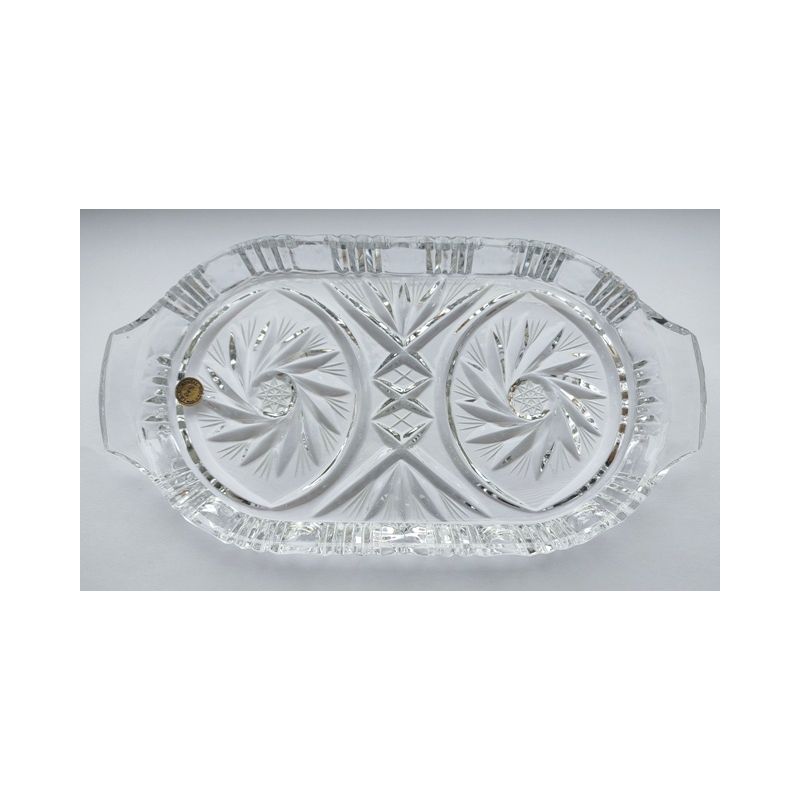 Taca kryształowa pod ampułki z uszami 24 x 13 cm - AMPUŁKI I TACKI MSZALNE - Taca kryształowa pod ampułki z uszami 24 x 13 cm
