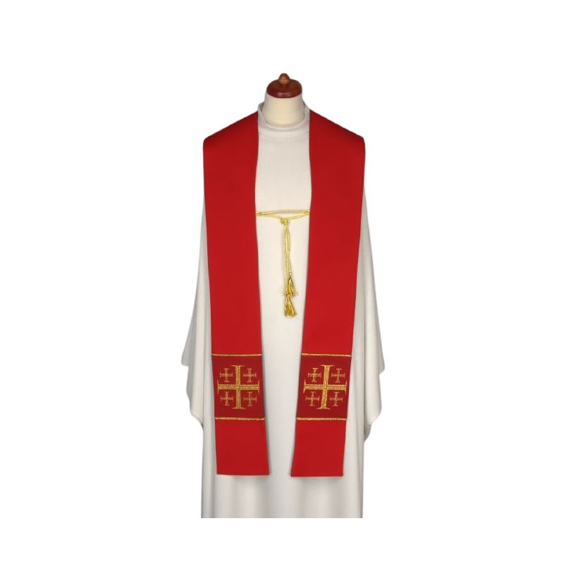 Stuła dwustronna czerwono/zielona z ozdobnym sznurkiem (22) - EUCHARYSTYCZNE - Stuła dwustronna czerwono/zielona z ozdobnym sznurkiem (22)