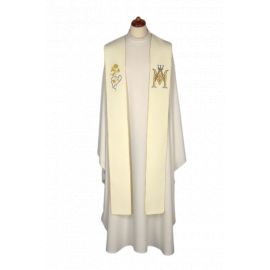 Stuła haftowana Maryjna - Emblemat M, korona (15) - EUCHARYSTYCZNE