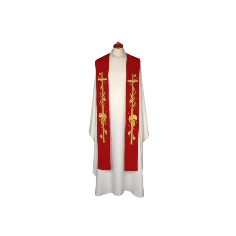 Stuła haftowana - kolory liturgiczne, bogaty haft (12) - EUCHARYSTYCZNE - Stuła haftowana - kolory liturgiczne, bogaty haft (12)