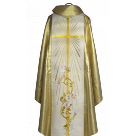 Ornat ślubny z szerokim złotym pasem - Ornaty ślubne - zdjęcie 2 - Ornat ślubny z szerokim złotym pasem