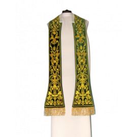 Stuła rzymska haftowana - materiał aksamit- kolory liturgiczne - EUCHARYSTYCZNE - zdjęcie 2 - Stuła rzymska haftowana - materiał aksamit- kolory liturgiczne