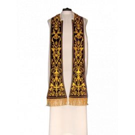 Stuła rzymska haftowana - materiał aksamit- kolory liturgiczne - EUCHARYSTYCZNE - zdjęcie 3 - Stuła rzymska haftowana - materiał aksamit- kolory liturgiczne