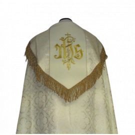 Kapa haftowana - IHS ecru - rozeta (1) - KAPY LITURGICZNE - zdjęcie 2 - Kapa haftowana - IHS ecru - rozeta (1)