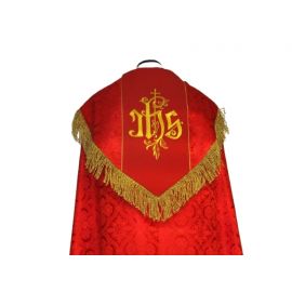 Kapa haftowana - IHS czerwona - rozeta (1) - KAPY LITURGICZNE - zdjęcie 2 - Kapa haftowana - IHS czerwona - rozeta (1)