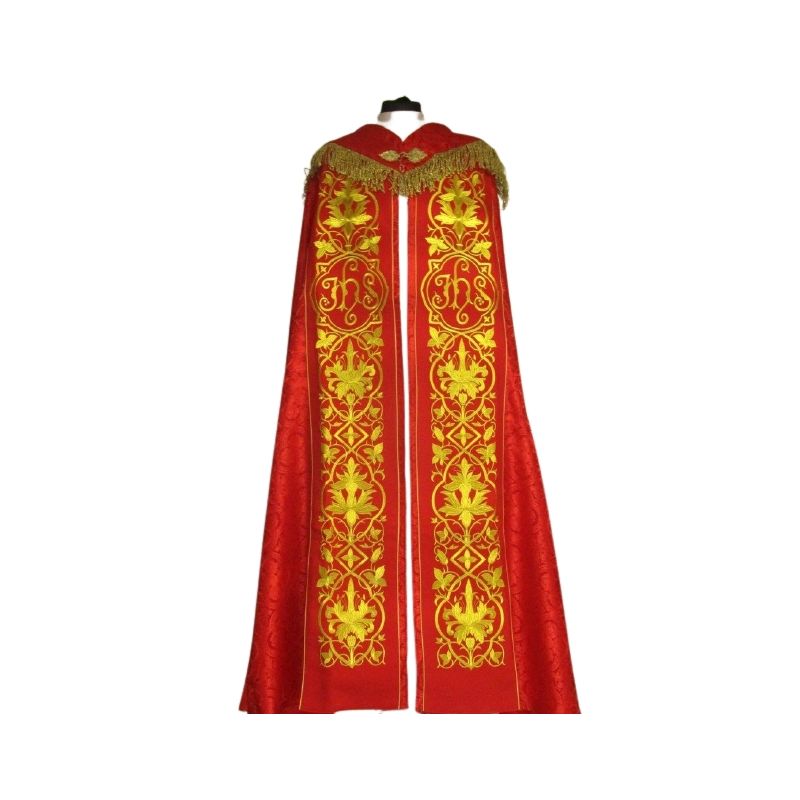 Kapa haftowana - IHS czerwona - rozeta (1) - KAPY LITURGICZNE - Kapa haftowana - IHS czerwona - rozeta (1)