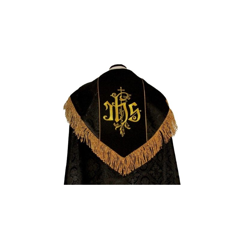 Kapa haftowana - IHS czarna - rozeta (1) - KAPY LITURGICZNE - Kapa haftowana - IHS czarna - rozeta (1)