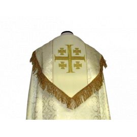 Kapa haftowana - Krzyż Jerozolimski ecru - rozeta (3) - KAPY LITURGICZNE - zdjęcie 2 - Kapa haftowana - Krzyż Jerozolimski ecru - rozeta (3)
