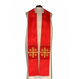 Kapa haftowana - Krzyż Jerozolimski czerwona - rozeta (3) - KAPY LITURGICZNE - zdjęcie 3 - Kapa haftowana - Krzyż Jerozolimski czerwona - rozeta (3)