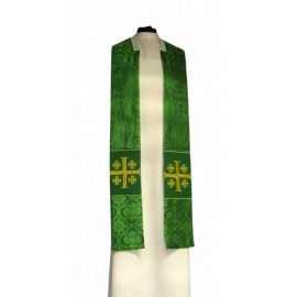 Kapa haftowana - Krzyż Jerozolimski zielona - rozeta (3) - KAPY LITURGICZNE - zdjęcie 3 - Kapa haftowana - Krzyż Jerozolimski zielona - rozeta (3)