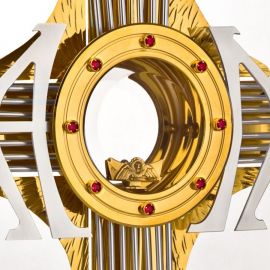 Monstrancja Alfa i Omega, pozłacana, elementy srebrzone - (S9) - MONSTRANCJE - zdjęcie 3 - Monstrancja Alfa i Omega, pozłacana, elementy srebrzone - (S9)