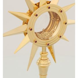 Monstrancja mosiężna, dekoracyjne kamienie - 44 cm (S18) - MONSTRANCJE - zdjęcie 3 - Monstrancja mosiężna, dekoracyjne kamienie - 44 cm (S18)