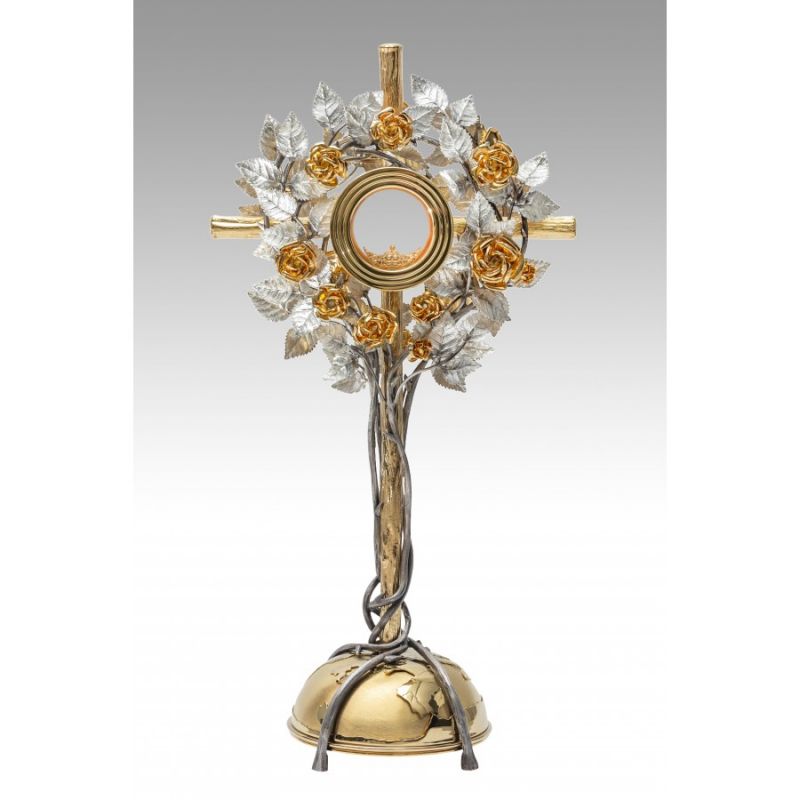 Monstrancja złocona w kształcie krzewu róży - 70 cm (S038) - MONSTRANCJE - Monstrancja złocona w kształcie krzewu róży - 70 cm (S038)