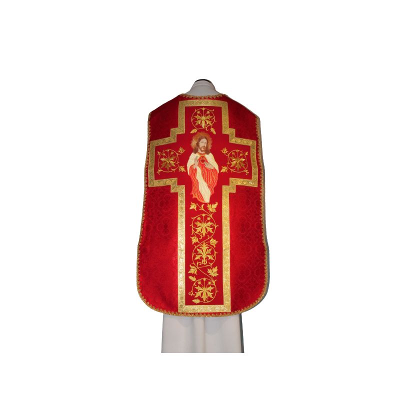 Ornat rzymski czerwony Serce Pana Jezusa (59) - Ornaty z Jezusem - Ornat rzymski czerwony Serce Pana Jezusa (59)