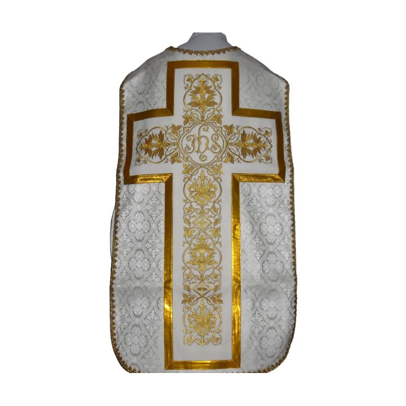 Ornat rzymski biały, rozeta IHS (58) - Ornaty rzymskie - Ornat rzymski biały, rozeta IHS (58)