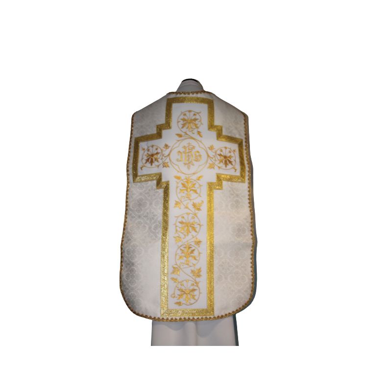 Ornat rzymski ecru, rozeta IHS (55) - Ornaty rzymskie - Ornat rzymski ecru, rozeta IHS (55)