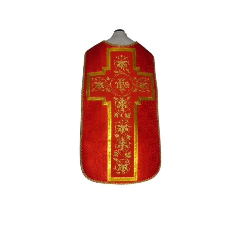 Ornat rzymski czerwony, rozeta IHS (54) - Ornaty rzymskie - Ornat rzymski czerwony, rozeta IHS (54)