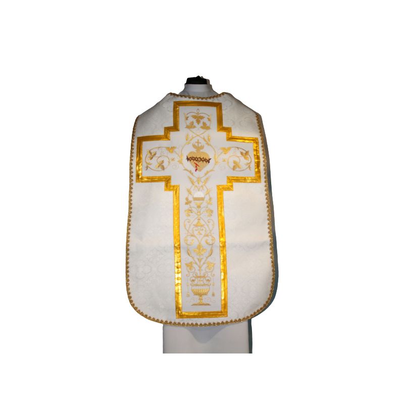 Ornat rzymski biały Serce Pana Jezusa (49) - Ornaty z Jezusem - Ornat rzymski biały Serce Pana Jezusa (49)