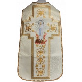 Ornat rzymski haftowany z wizerunkiem MB z Lourdes - Ornaty Maryjne