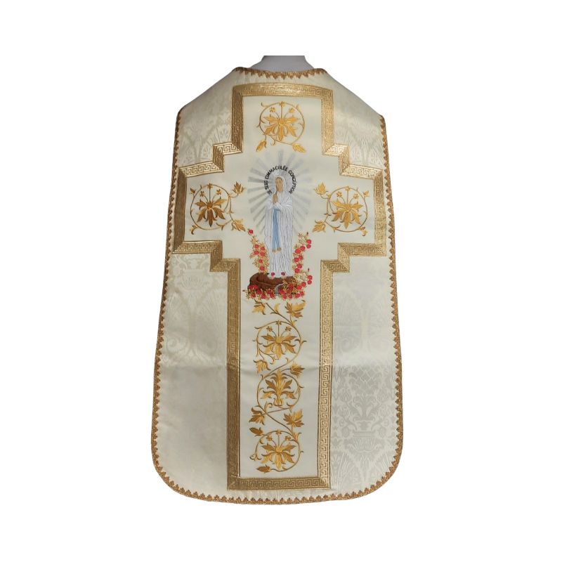 Ornat rzymski haftowany z wizerunkiem MB z Lourdes - Ornaty Maryjne - Ornat rzymski haftowany z wizerunkiem MB z Lourdes