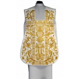 Ornat rzymski biały haftowany motyw eucharystyczny, aksamit (73) - Ornaty rzymskie - zdjęcie 2 - Ornat rzymski biały haftowany motyw eucharystyczny, aksamit (73)