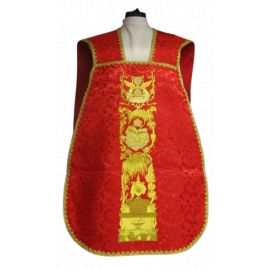Ornat rzymski haftowany czerwony, Alfa i Omega (64) - Ornaty rzymskie - zdjęcie 2 - Ornat rzymski haftowany czerwony, Alfa i Omega (64)