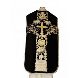 Ornat rzymski haftowany czarny, Alfa i Omega (63) - Ornaty rzymskie