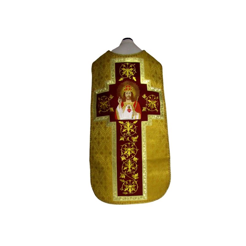Ornat rzymski haftowany Chrystus Król - Ornaty z Jezusem - Ornat rzymski haftowany Chrystus Król