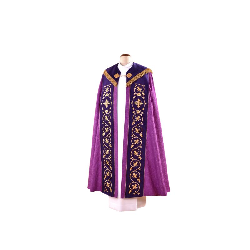 Kapa haftowana adamaszek , pasy aksamit (55) - KAPY LITURGICZNE - Kapa haftowana adamaszek , pasy aksamit (55)