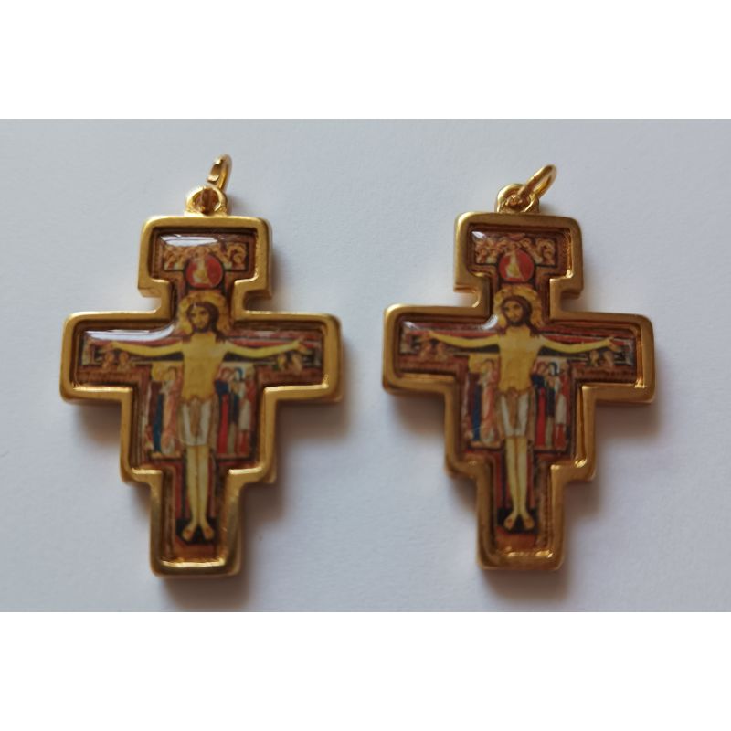 Krzyżyk św. Franciszka emaliowany 4 cm - KRZYŻE, KRZYŻYKI - Krzyżyk św. Franciszka emaliowany 4 cm