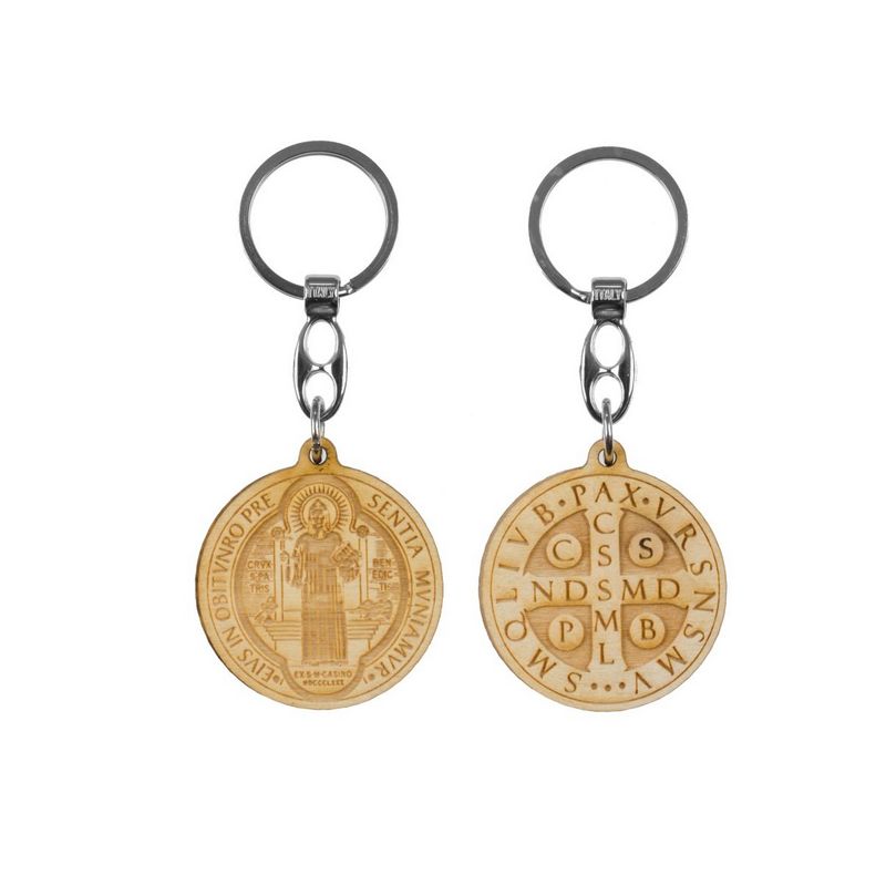 Brelok drewniany św. Benedykt 4,5 cm - Breloki religijne - Brelok drewniany św. Benedykt 4,5 cm