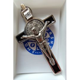 Krzyż Św. Benedykta, metalowy w kolorze srebrnym 8 x 4,2 cm - Cingulum/ Pasy lektorskie