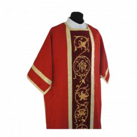 Dalmatyka rzymska czerwona - żakard - DALMATYKI - zdjęcie 3 - Dalmatyka rzymska czerwona - żakard