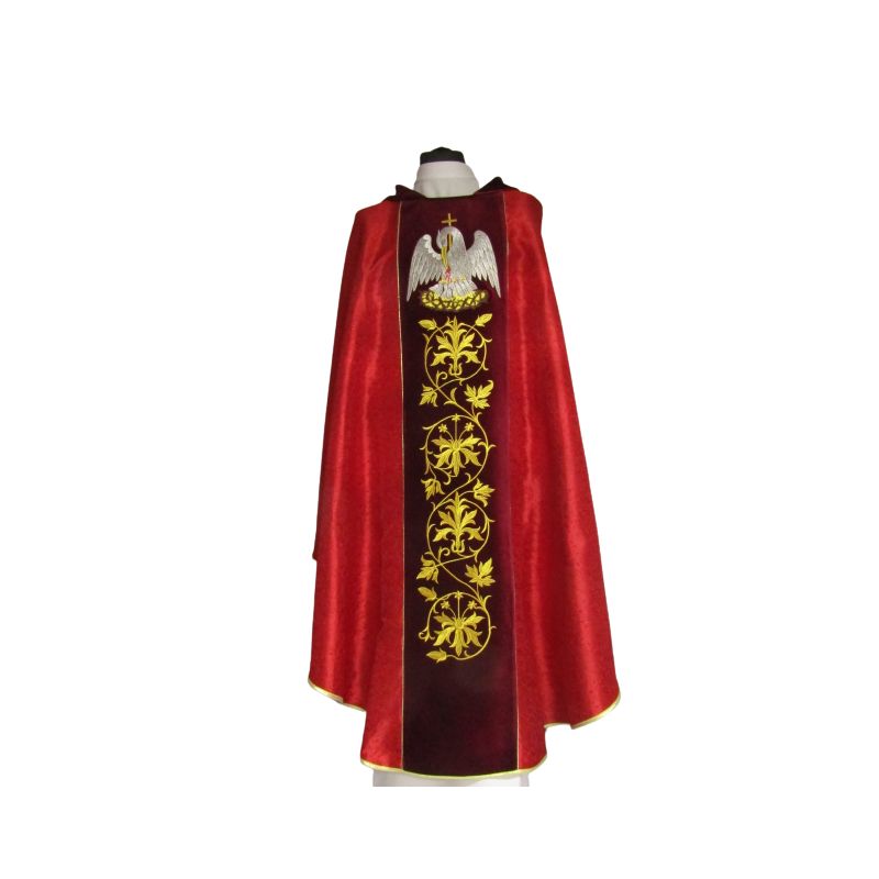 Ornat haftowany czerwony, adamaszek - ornament (2) - Ornaty czerwone - Ornat haftowany czerwony, adamaszek - ornament (2)