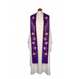 Stuła haftowana do koncelebry - kolory liturgiczne, bogaty haft (1) - KONCELEBRA - zdjęcie 2 - Stuła haftowana do koncelebry - kolory liturgiczne, bogaty haft (1)