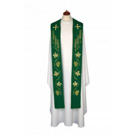 Stuła haftowana do koncelebry - kolory liturgiczne, bogaty haft (1) - KONCELEBRA - zdjęcie 3 - Stuła haftowana do koncelebry - kolory liturgiczne, bogaty haft (1)