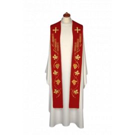 Stuła haftowana do koncelebry - kolory liturgiczne, bogaty haft (1) - KONCELEBRA - zdjęcie 4 - Stuła haftowana do koncelebry - kolory liturgiczne, bogaty haft (1)