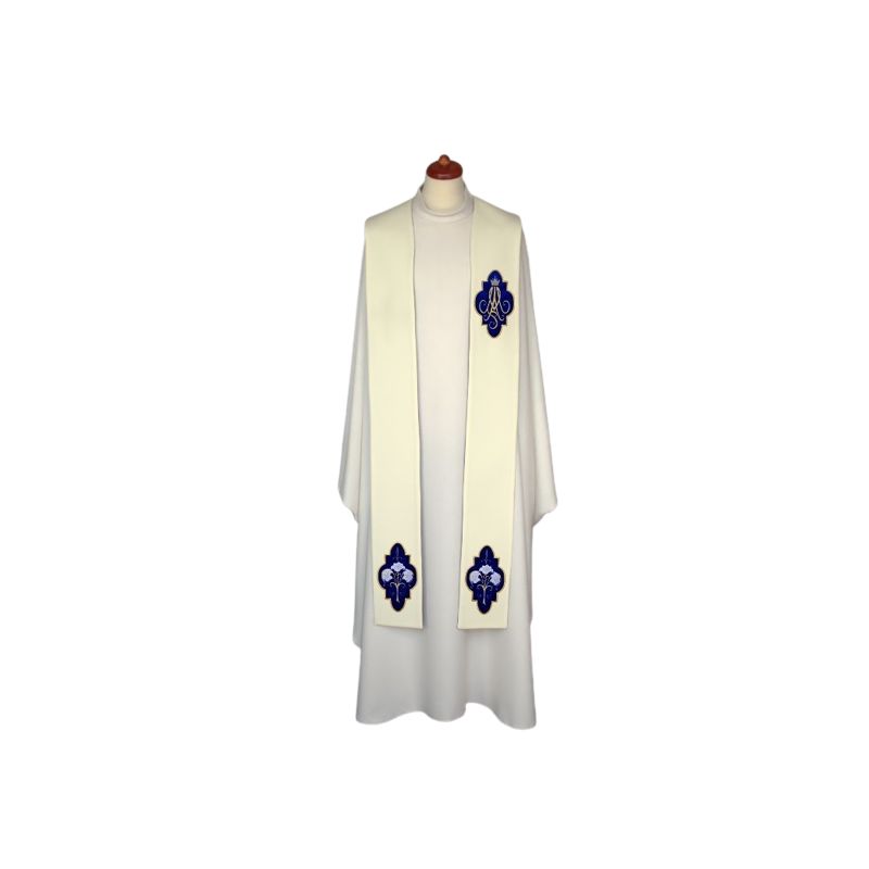Stuła haftowana Maryjna - aplikacje aksamitne (3) - EUCHARYSTYCZNE - Stuła haftowana Maryjna - aplikacje aksamitne (3)
