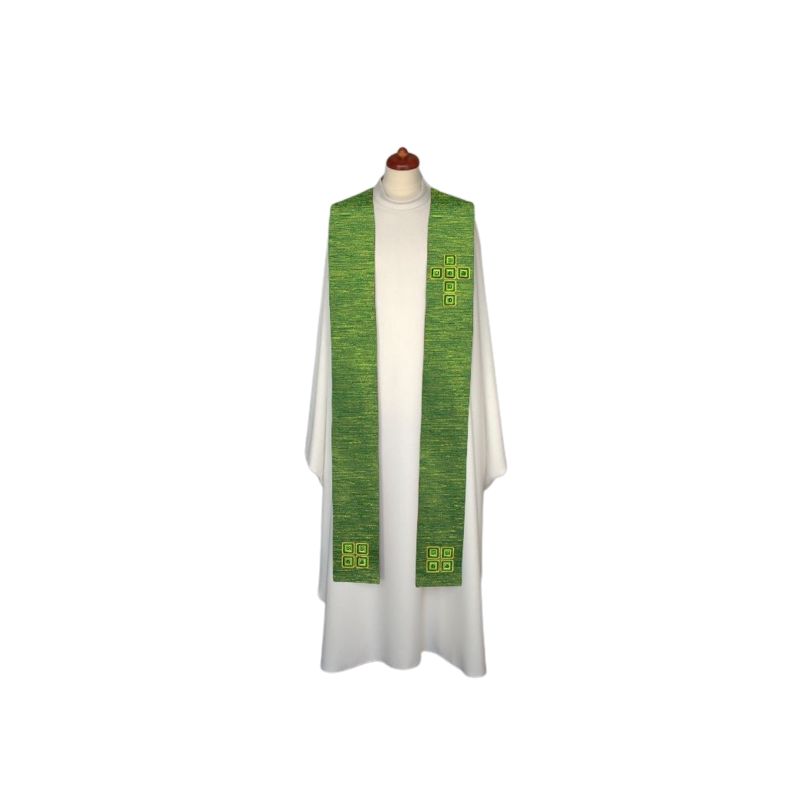 Stuła haftowana, zdobiona kamieniami - kolory liturgiczne (6) - EUCHARYSTYCZNE - Stuła haftowana, zdobiona kamieniami - kolory liturgiczne (6)