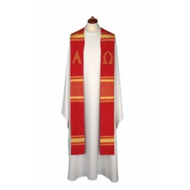 Stuła haftowana Alfa i Omega - kolory liturgiczne (8) - EUCHARYSTYCZNE - zdjęcie 2 - Stuła haftowana Alfa i Omega - kolory liturgiczne (8)