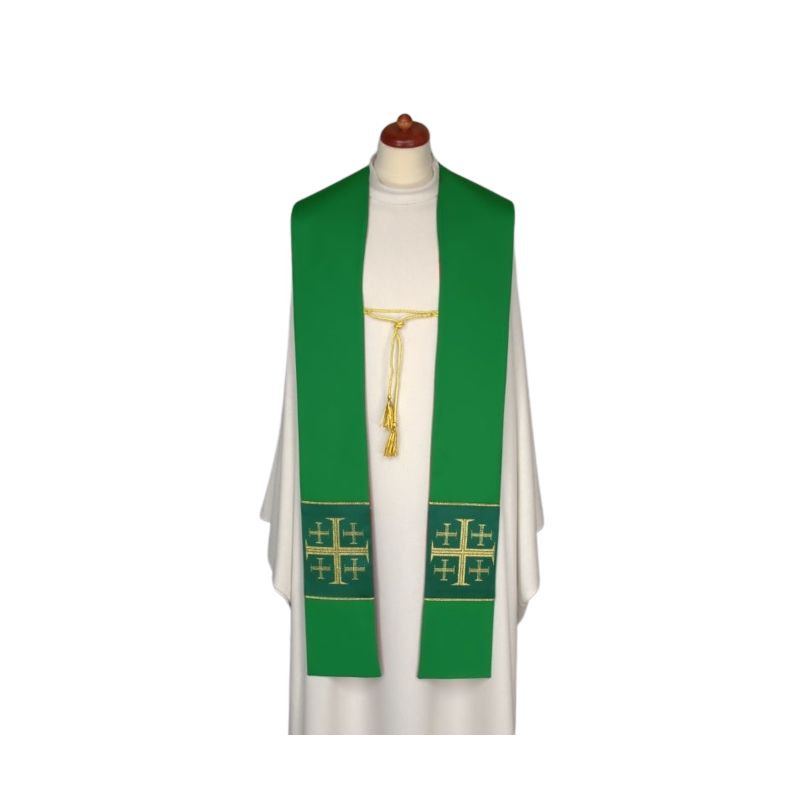 Stuła dwustronna fioletowo/zielona z ozdobnym sznurkiem (22) - EUCHARYSTYCZNE - Stuła dwustronna fioletowo/zielona z ozdobnym sznurkiem (22)