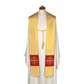 Stuła dwustronna złoto/zielona z ozdobnym sznurkiem (24) - EUCHARYSTYCZNE - zdjęcie 2 - Stuła dwustronna złoto/zielona z ozdobnym sznurkiem (24)
