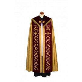 Kapa haftowana adamaszek , pasy aksamit (54) - KAPY LITURGICZNE