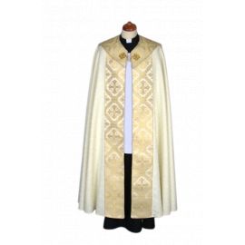 Kapa ecru haftowana adamaszek (58) - KAPY LITURGICZNE