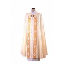 Kapa ecru z ozdobnymi pasami (63) - KAPY LITURGICZNE