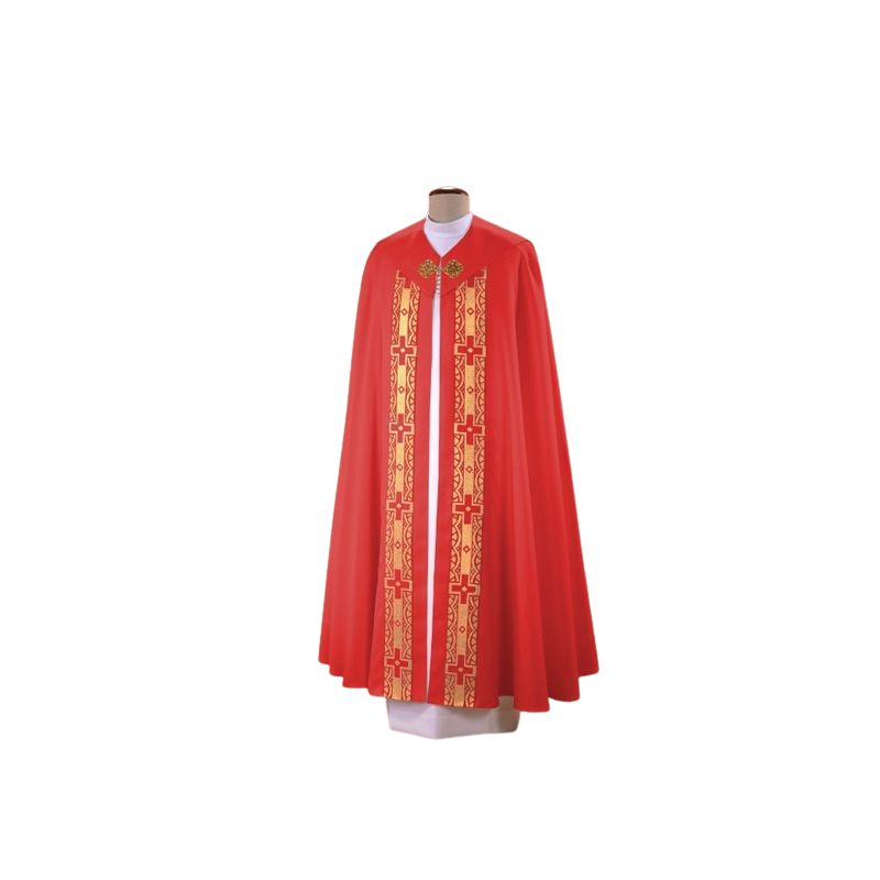 Kapa czerwona z ozdobnymi pasami (65) - KAPY LITURGICZNE - Kapa czerwona z ozdobnymi pasami (65)