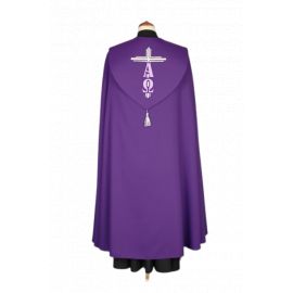 Kapa fioletowa Alfa i Omega haftowana (72) - KAPY LITURGICZNE - zdjęcie 2 - Kapa fioletowa Alfa i Omega haftowana (72)