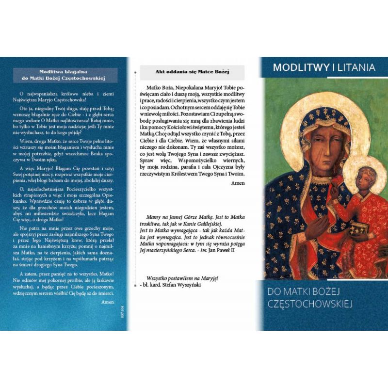 Modlitwy i Litania do Matki Bożej Częstochowskiej - Folder religijny - Modlitwy i Litania do Matki Bożej Częstochowskiej