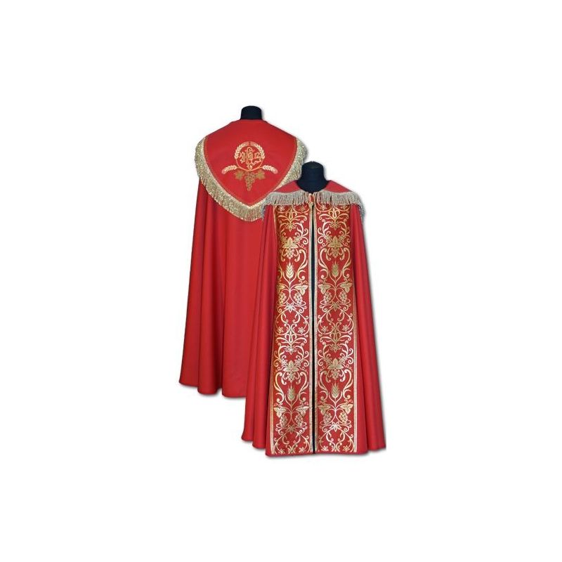 Kapa czerwona IHS + złote dodatki - KAPY LITURGICZNE - Kapa czerwona IHS + złote dodatki