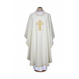 Ornat haftowany ecru - krzyż (15) - Ornaty białe/ ecru